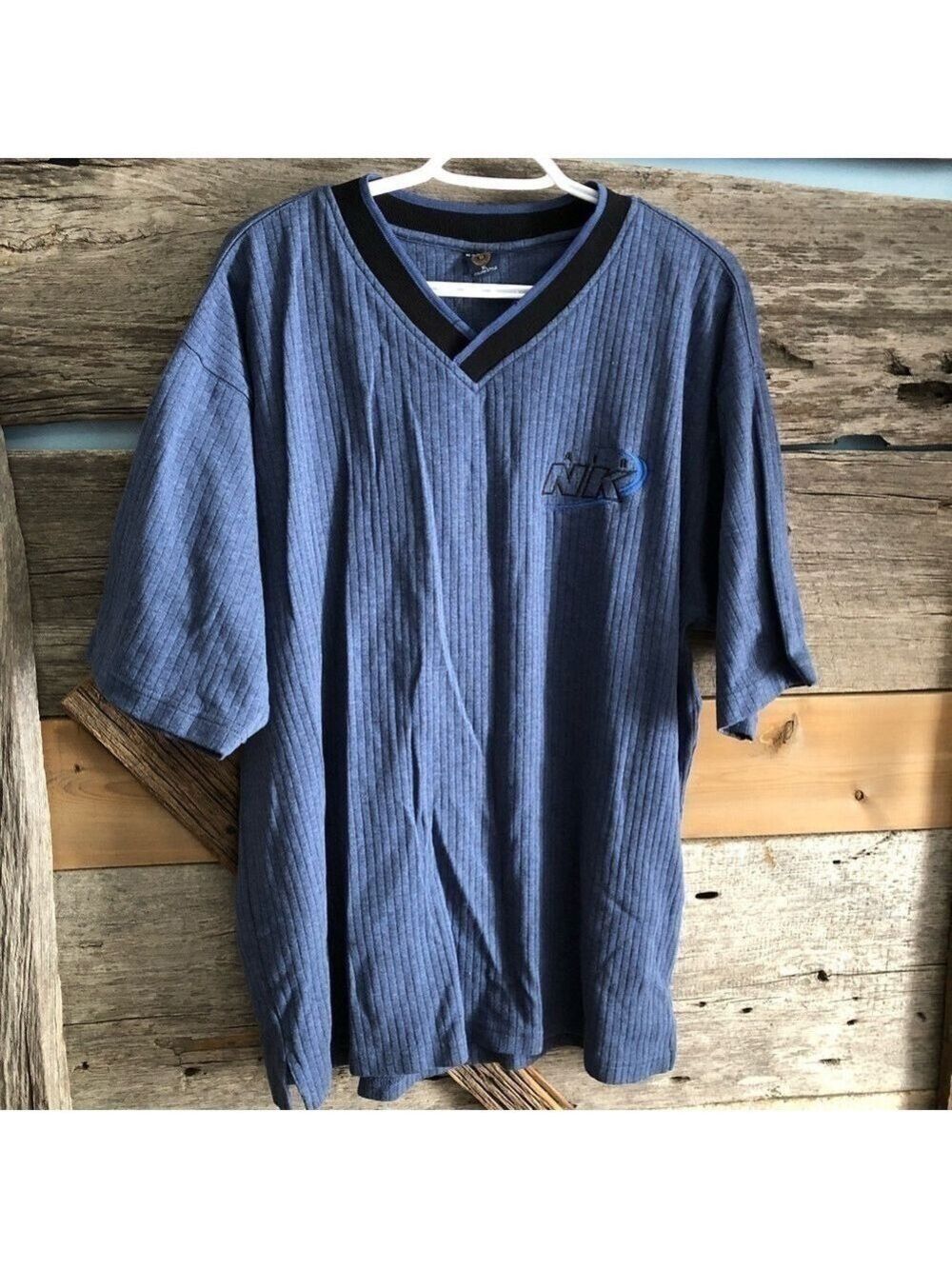 BATINI Size XL Blue Knit Short Sleeve Top